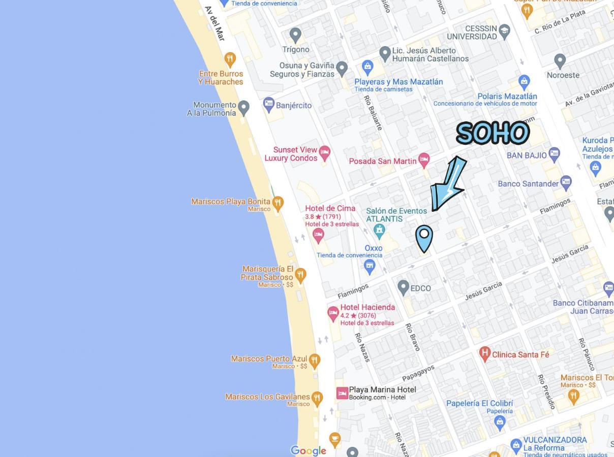 Soho 15 A Una Cuadra Del Malecon Y Playa Mazatlan Exterior photo